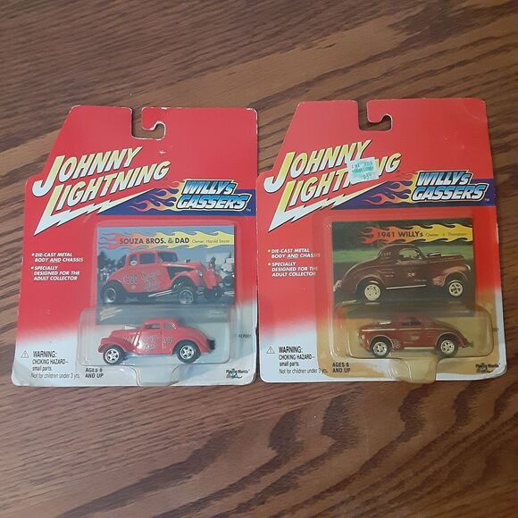 Vtg Johnny Lightning Willys Gassers Lot Of 2 1941 Willys, Souza Bros Hot Rods - Picture 1 of 15